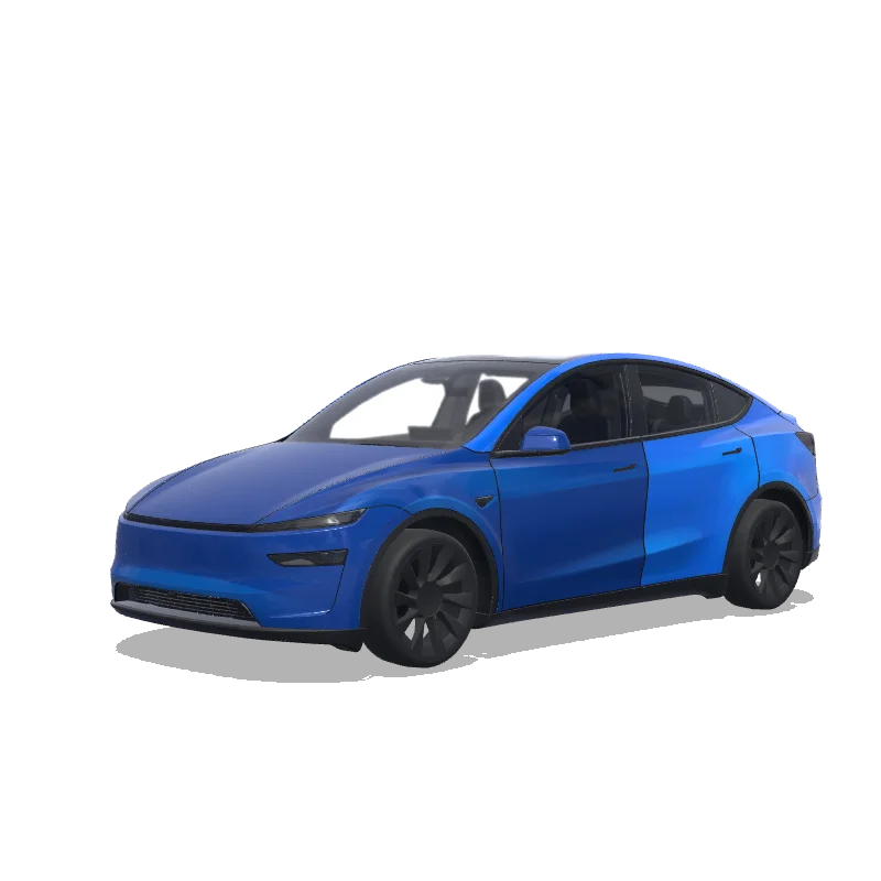 Tesla Model Y (2025+) wrap design - two tone blue. Colors: blue.
