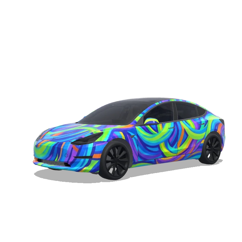 Tesla Model 3 with a Loopy Pink Beaver wrap, 3D preview