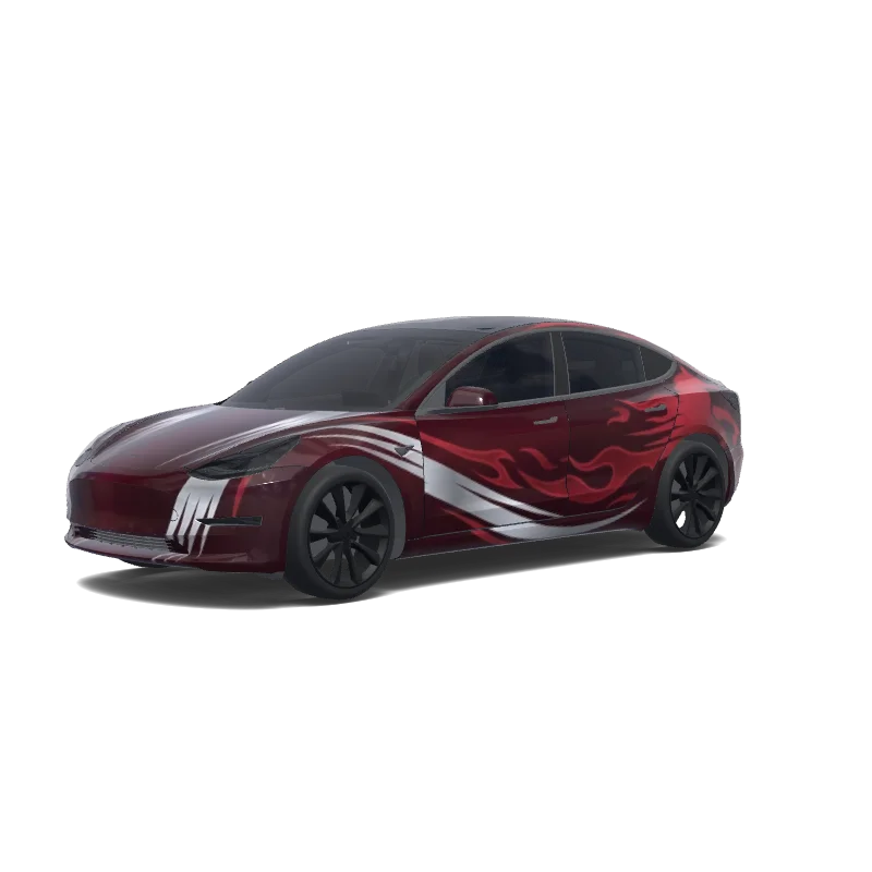 Wine Red with White Flame Stripes