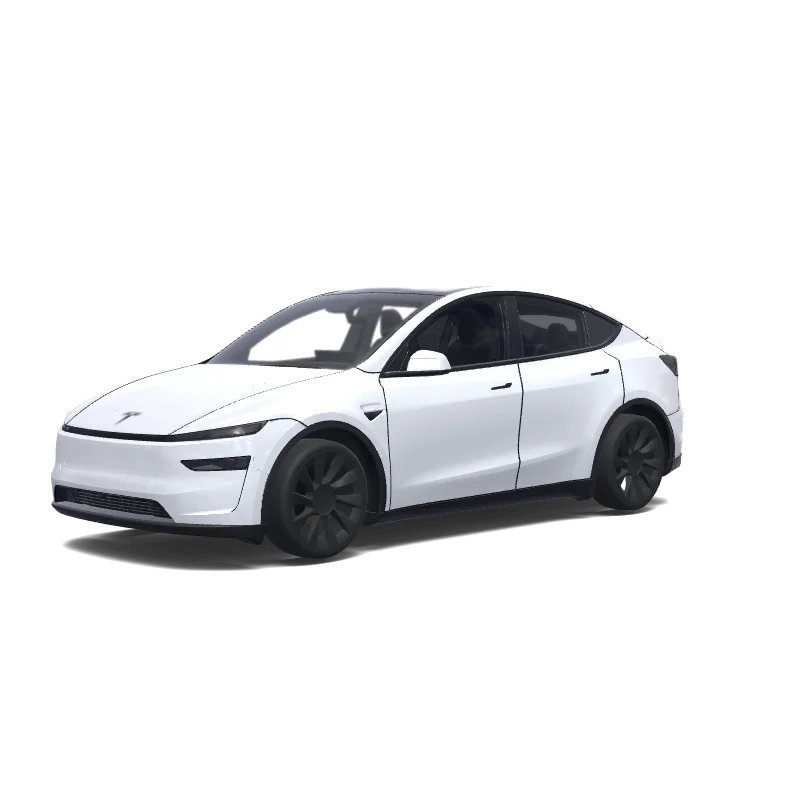 Tesla Model Y (2025+) with a Matte White Minimal wrap, 3D preview