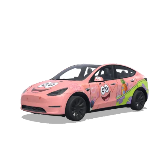 Tesla Model Y with a Patrick Star Bikini Bottom wrap, 3D preview
