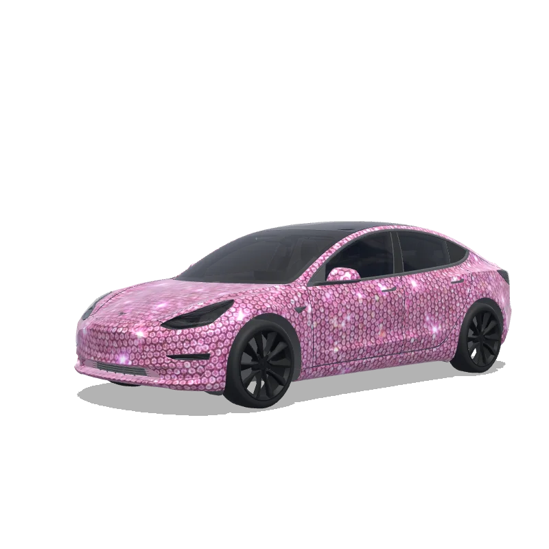 Tesla Model 3 with a Pink Rhinestone Sparkle wrap, 3D preview