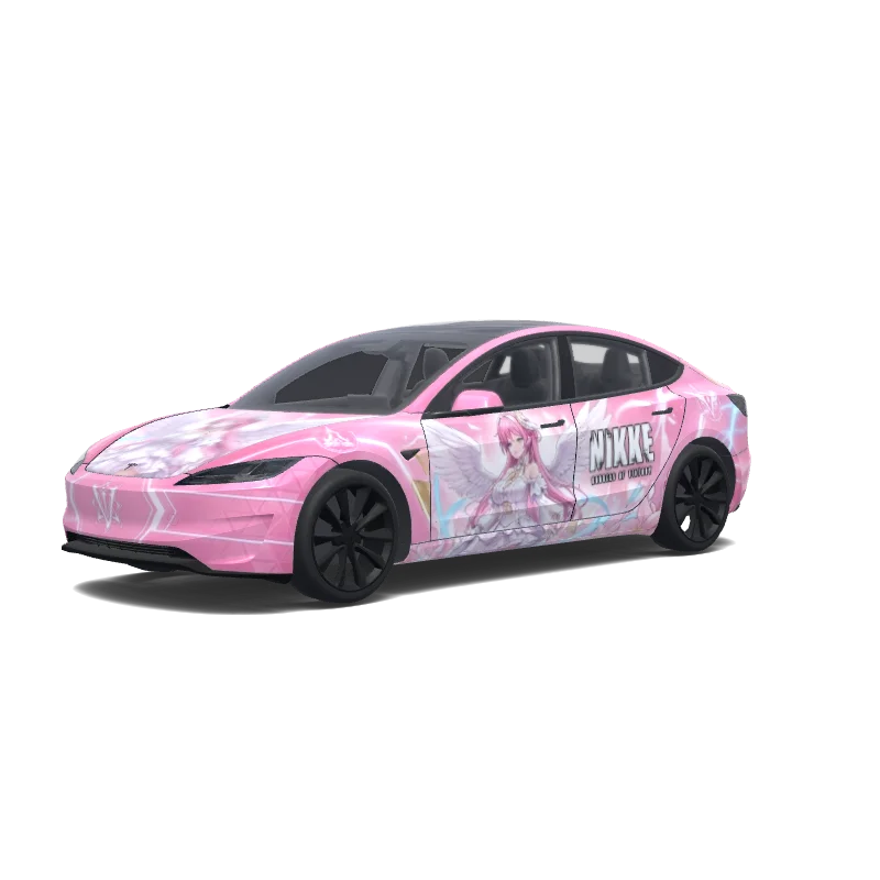 Tesla Model 3 (2024+) with a Pink wrap, 3D Paint Shop preview