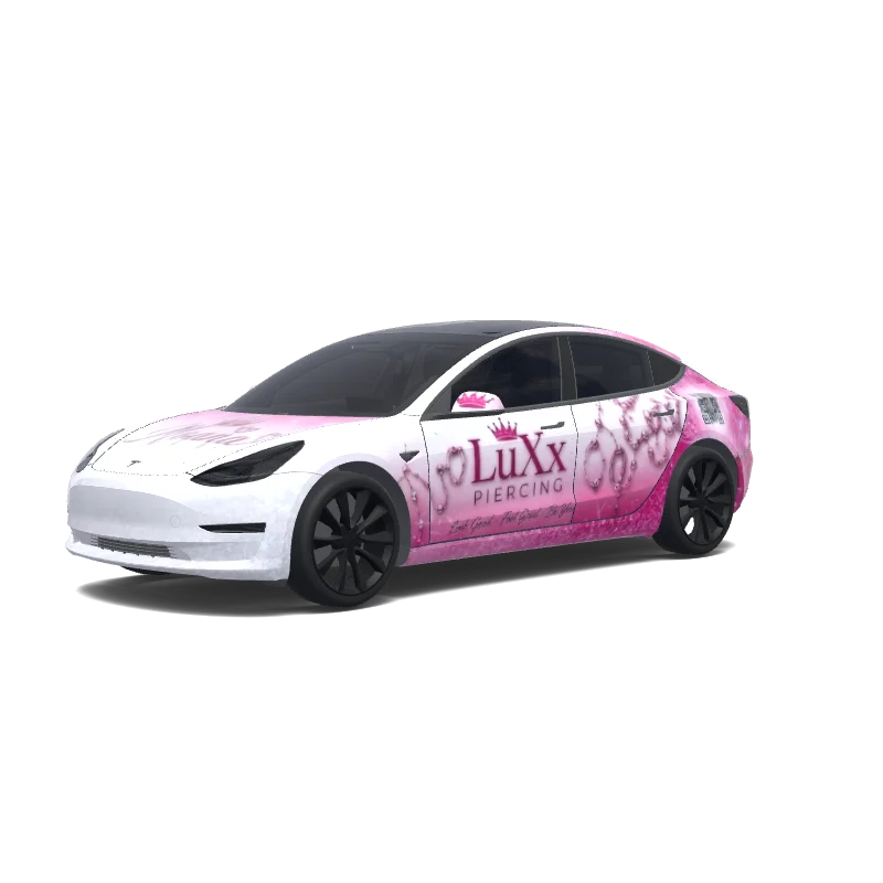 Tesla Model 3 with a Pink wrap, 3D Paint Shop preview