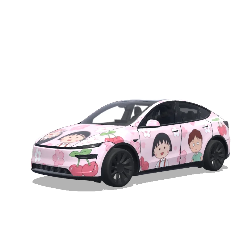 Tesla Model Y (2025+) with a Pink wrap, 3D preview