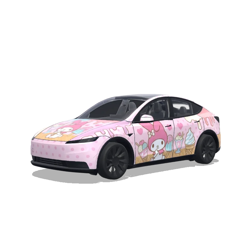 Tesla Model Y (2025+) with a Pink wrap, 3D Paint Shop preview