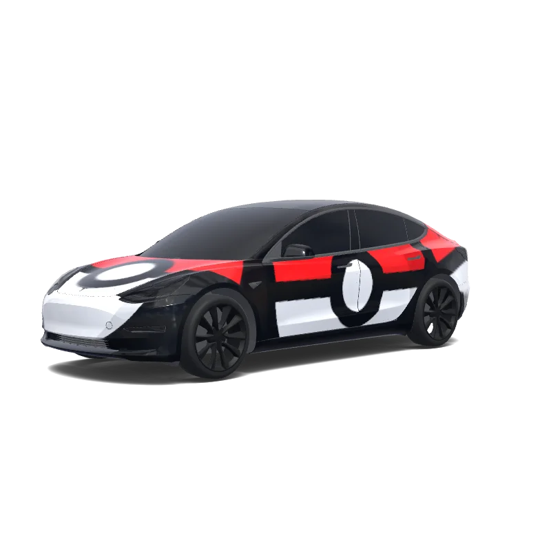 Tesla Model 3 with a Pokeball wrap, 3D preview