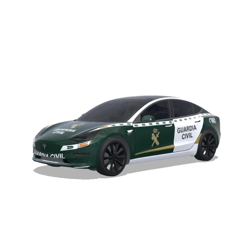 Tesla Model 3 with a Police wrap, 3D Paint Shop preview