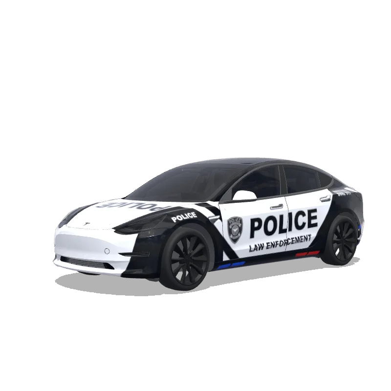 Tesla Model 3 with a Police wrap, 3D Paint Shop preview