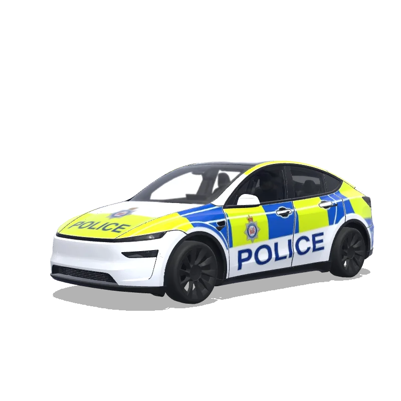 Tesla Model Y (2025+) with a Police wrap, 3D Paint Shop preview