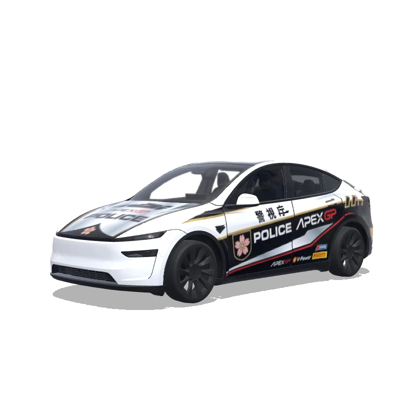 Tesla Model Y (2025+) with a Police wrap, 3D Paint Shop preview