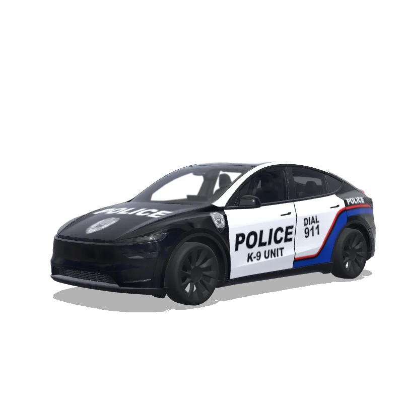 Tesla Model Y (2025+) with a Police wrap, 3D Paint Shop preview