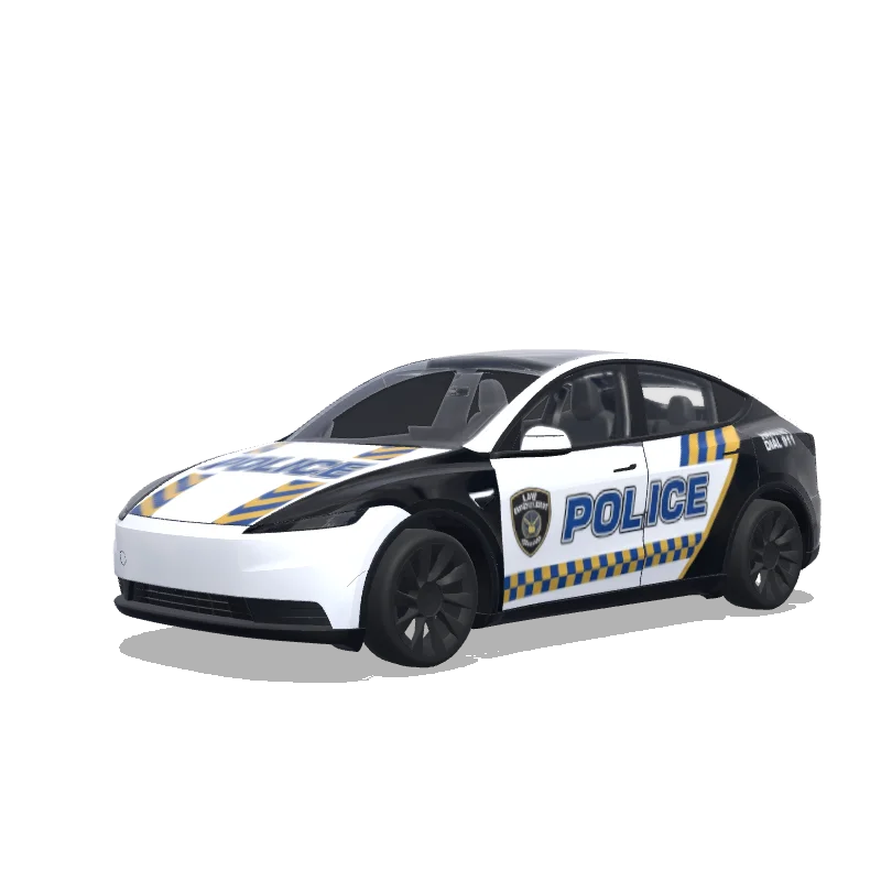 Tesla Model Y (2025+) with a Police wrap, 3D Paint Shop preview