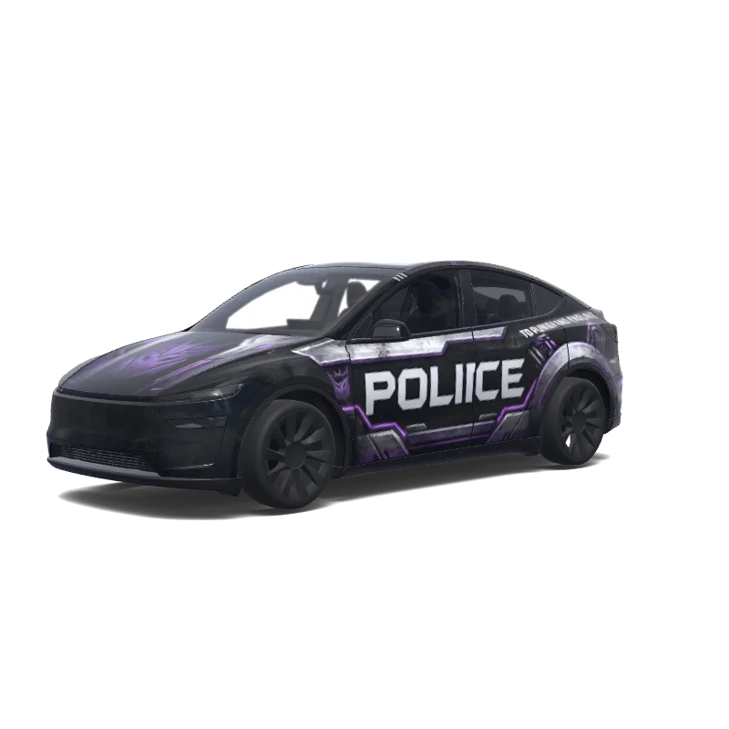 Tesla Model Y (2025+) with a Police wrap, 3D Paint Shop preview