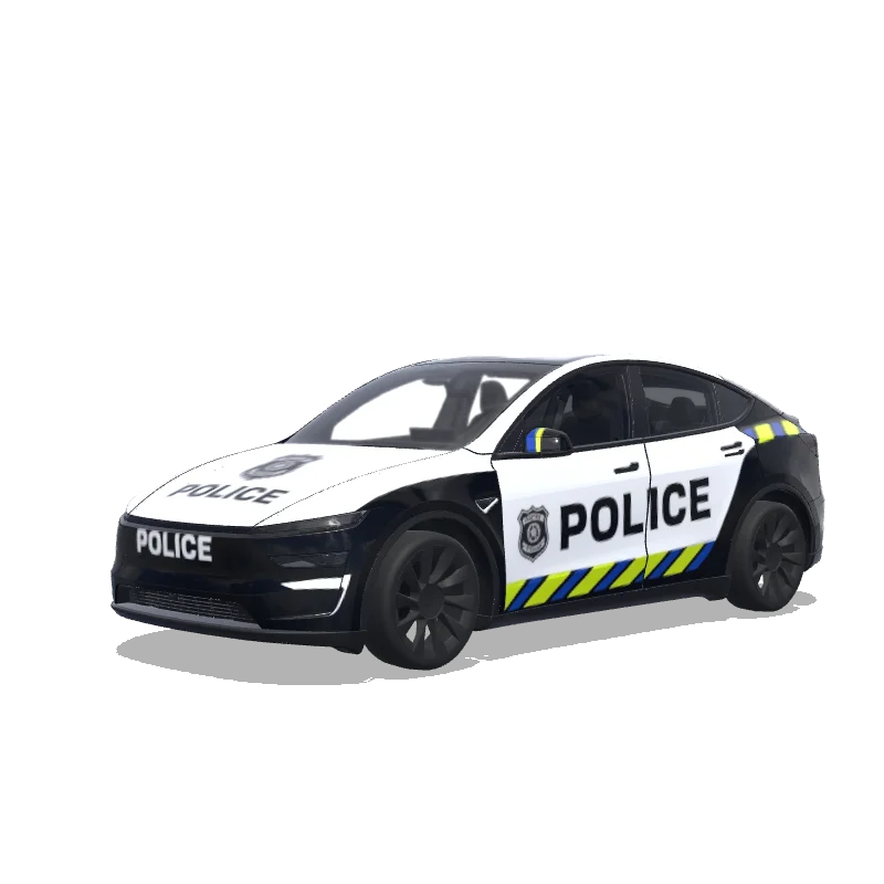 Tesla Model Y (2025+) with a Police wrap, 3D Paint Shop preview