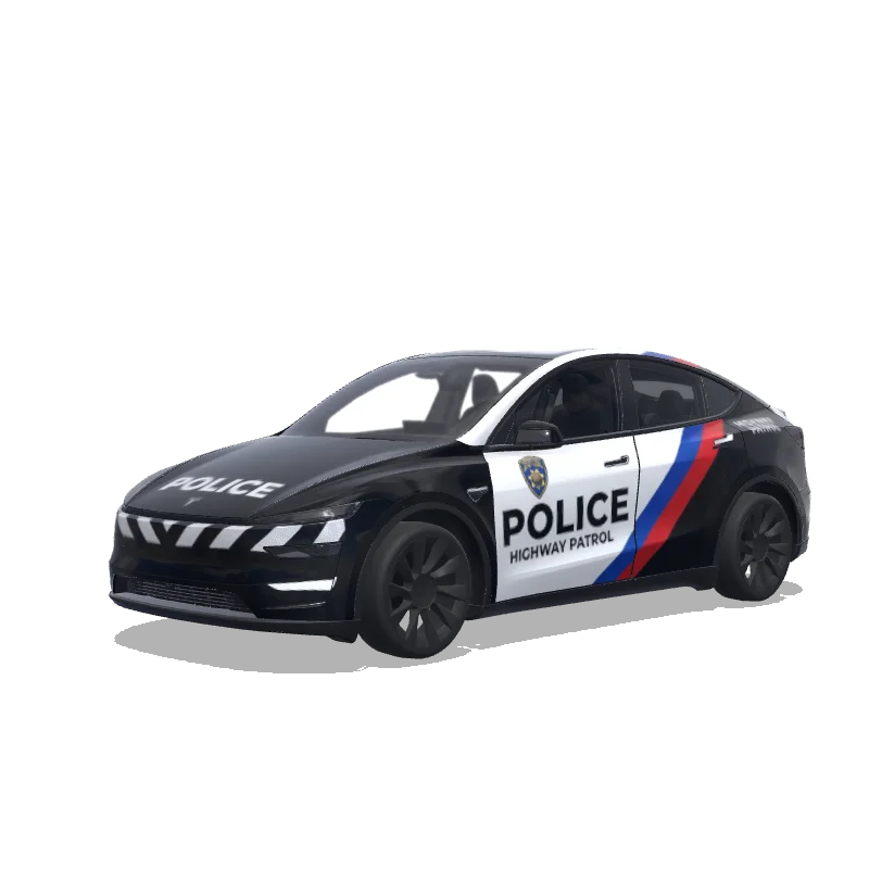 Tesla Model Y (2025+) with a Police wrap, 3D Paint Shop preview