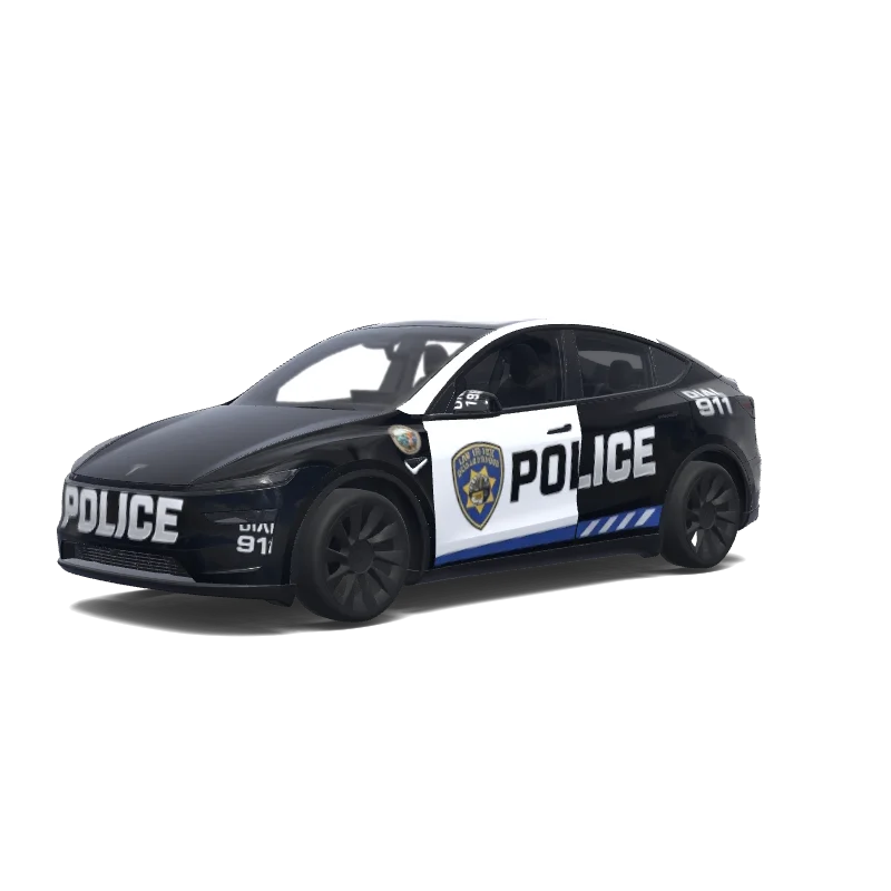 Tesla Model Y (2025+) with a Police wrap, 3D Paint Shop preview