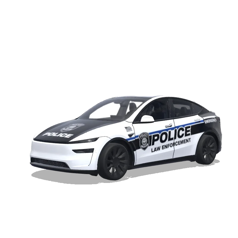 Tesla Model Y (2025+) with a Police wrap, 3D Paint Shop preview