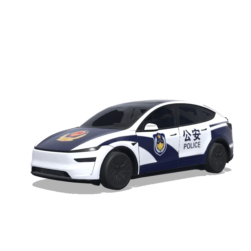 Tesla Model Y L with a Police wrap, 3D Paint Shop preview