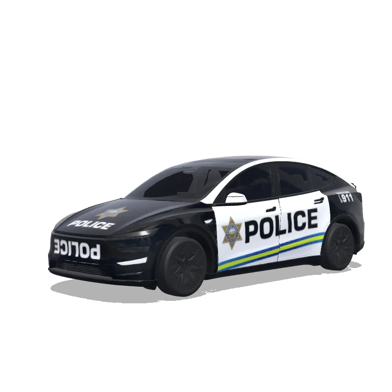 Tesla Model Y L with a Police wrap, 3D Paint Shop preview
