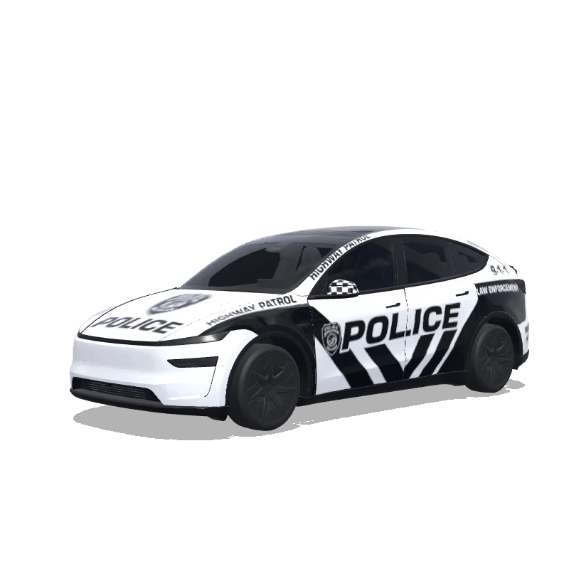 Tesla Model Y L with a Police wrap, 3D Paint Shop preview