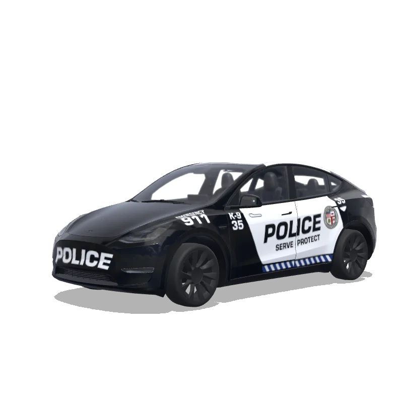 Tesla Model Y with a Police wrap, 3D Paint Shop preview