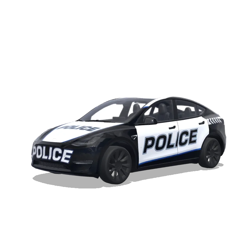 Tesla Model Y with a Police wrap, 3D Paint Shop preview