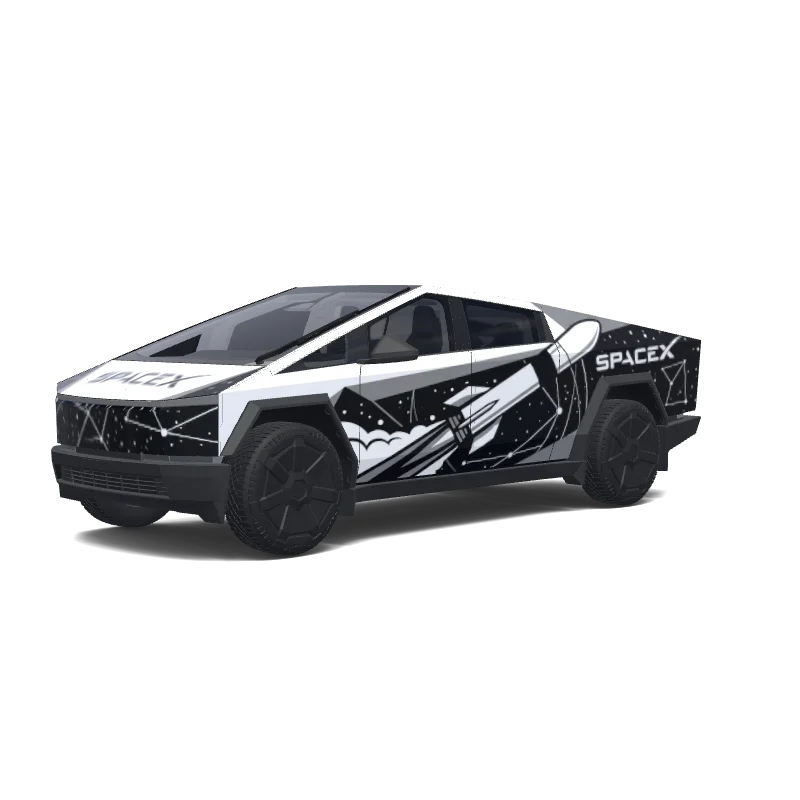 Tesla Cybertruck with a Black wrap, 3D Paint Shop preview