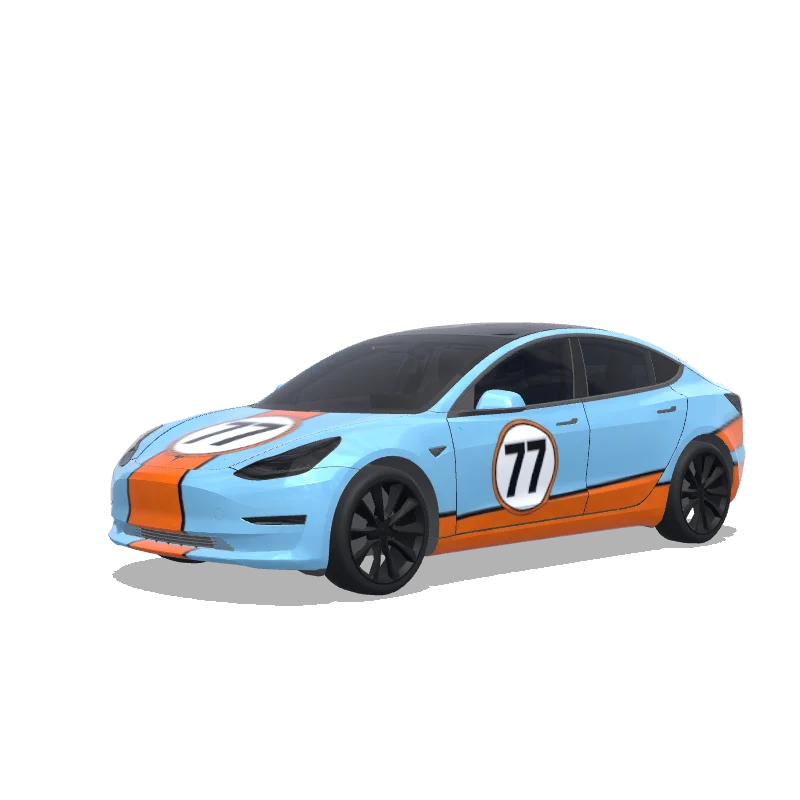 Tesla Model 3 with a Racing wrap, 3D Paint Shop preview