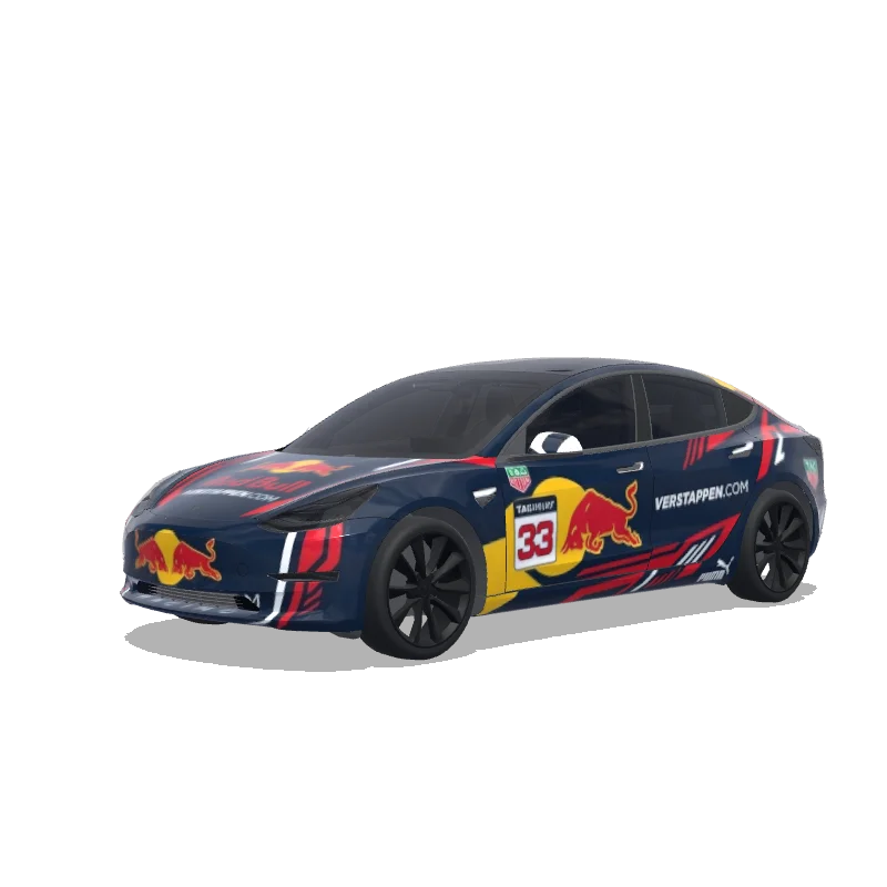Tesla Model 3 with a Racing wrap, 3D Paint Shop preview