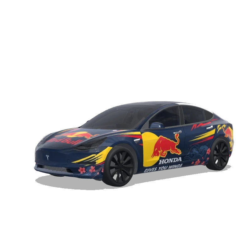 Tesla Model 3 with a Racing wrap, 3D Paint Shop preview