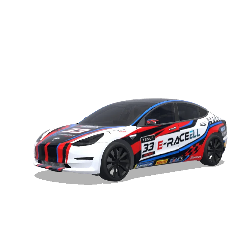 Tesla Model 3 with a Racing wrap, 3D Paint Shop preview