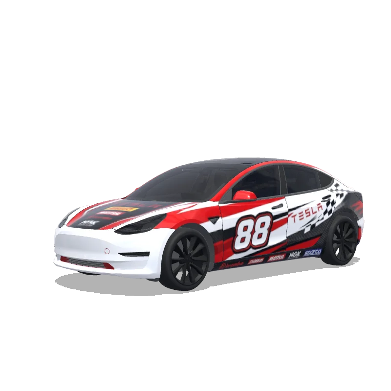 Tesla Model 3 with a Racing wrap, 3D Paint Shop preview