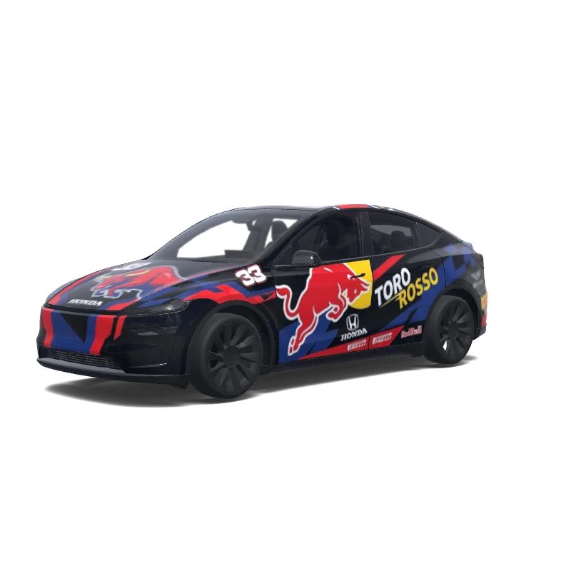 Tesla Model Y (2025+) with a Racing wrap, 3D Paint Shop preview