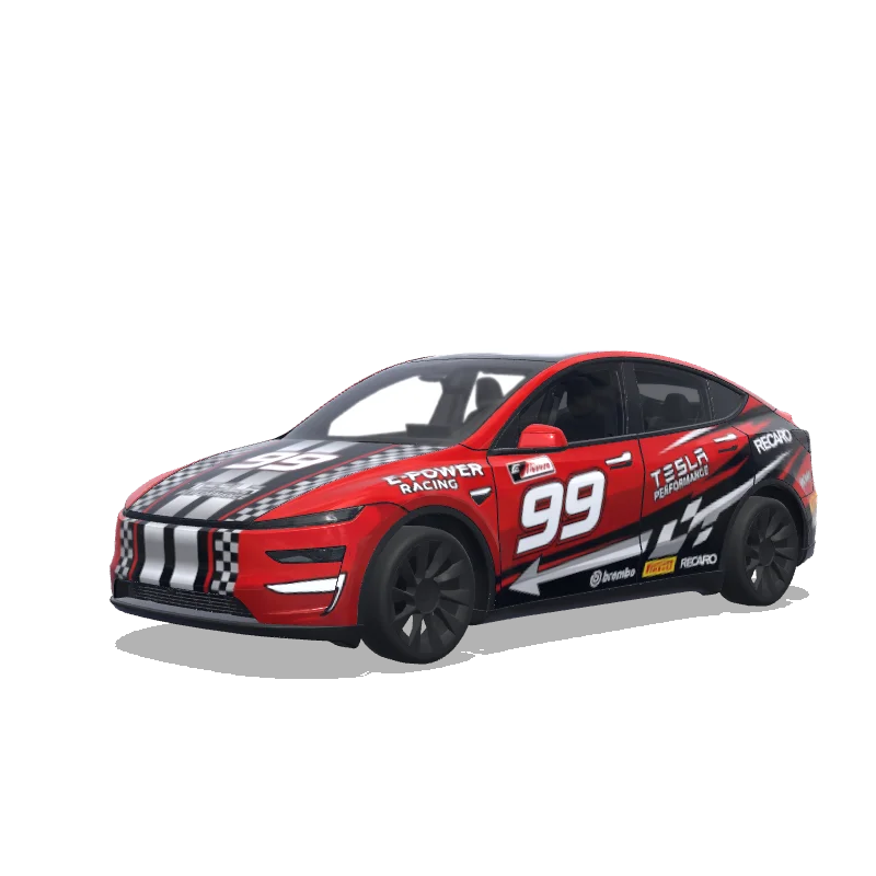 Tesla Model Y (2025+) with a Racing wrap, 3D Paint Shop preview