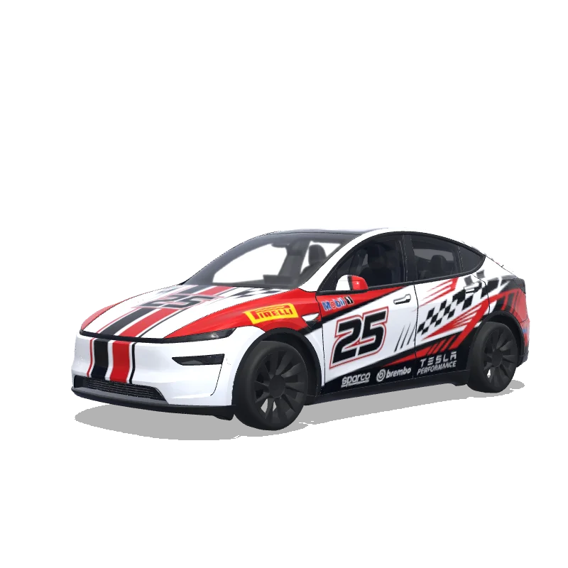 Tesla Model Y (2025+) with a Racing wrap, 3D Paint Shop preview