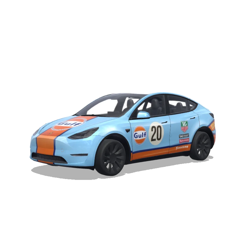 Tesla Model Y with a Racing wrap, 3D Paint Shop preview