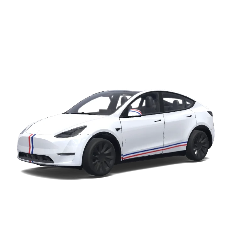 Tesla Model Y with a Red And Blue wrap, 3D preview