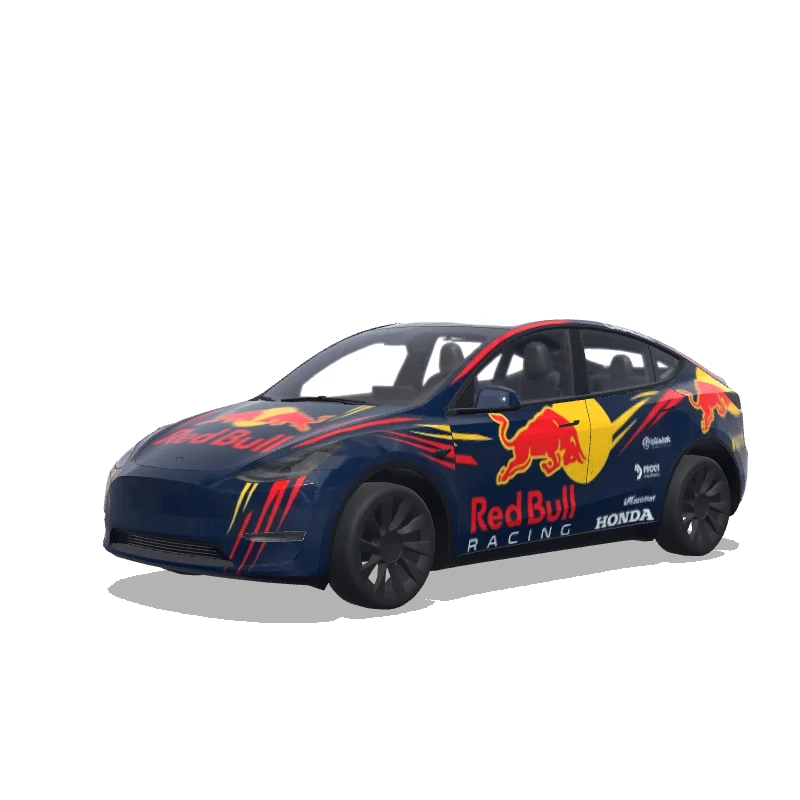 Tesla Model Y with a Red Bull Racing Navy wrap, 3D preview