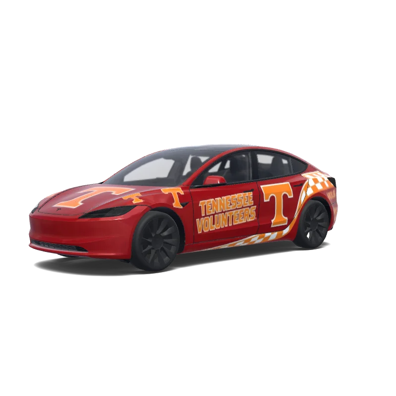 Tesla Model 3 (2024+) with a Red wrap, 3D Paint Shop preview