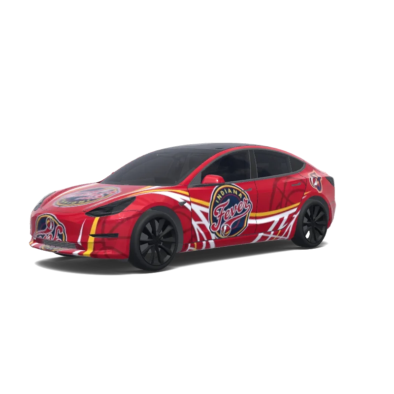 Tesla Model 3 with a Red wrap, 3D Paint Shop preview