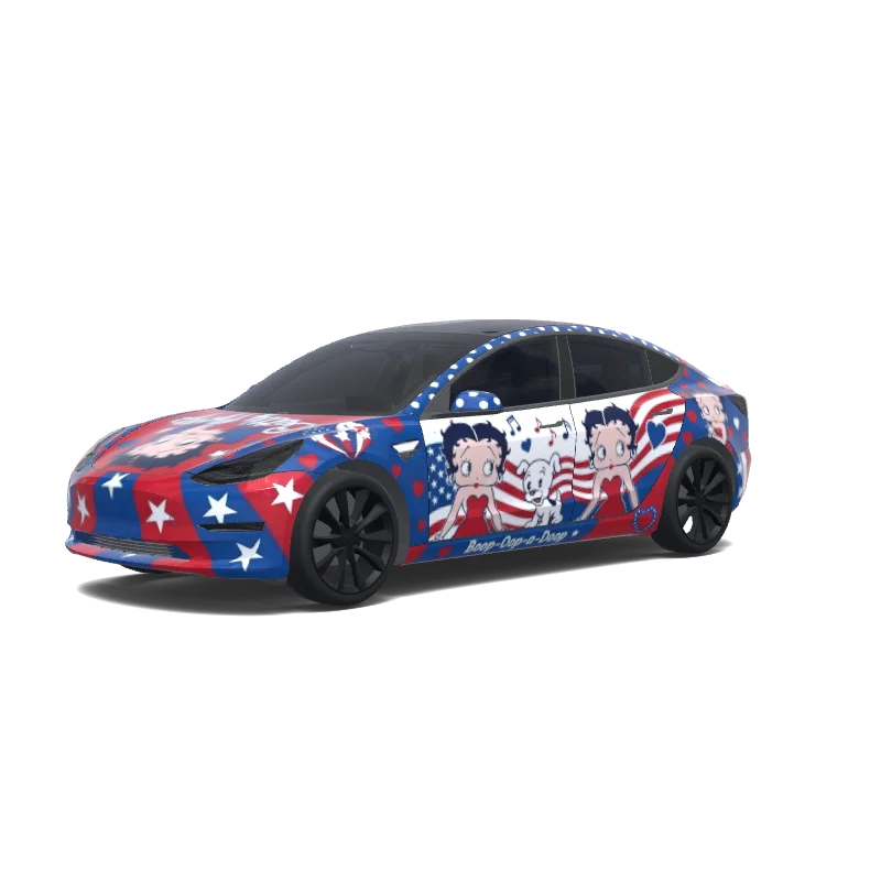 Tesla Model 3 with a Red wrap, 3D Paint Shop preview