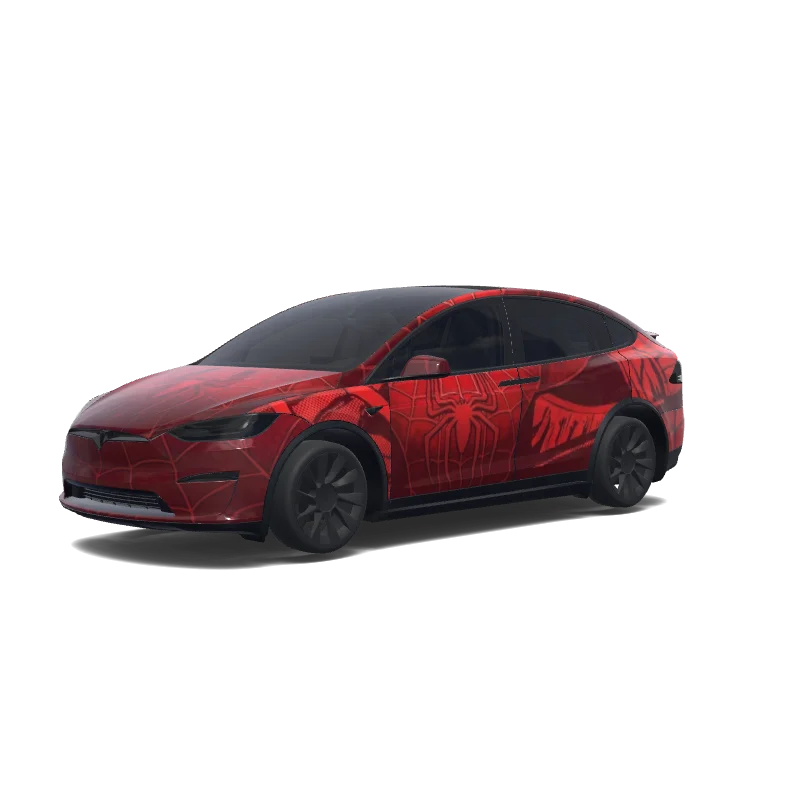 Tesla Model X with a Red wrap, 3D preview