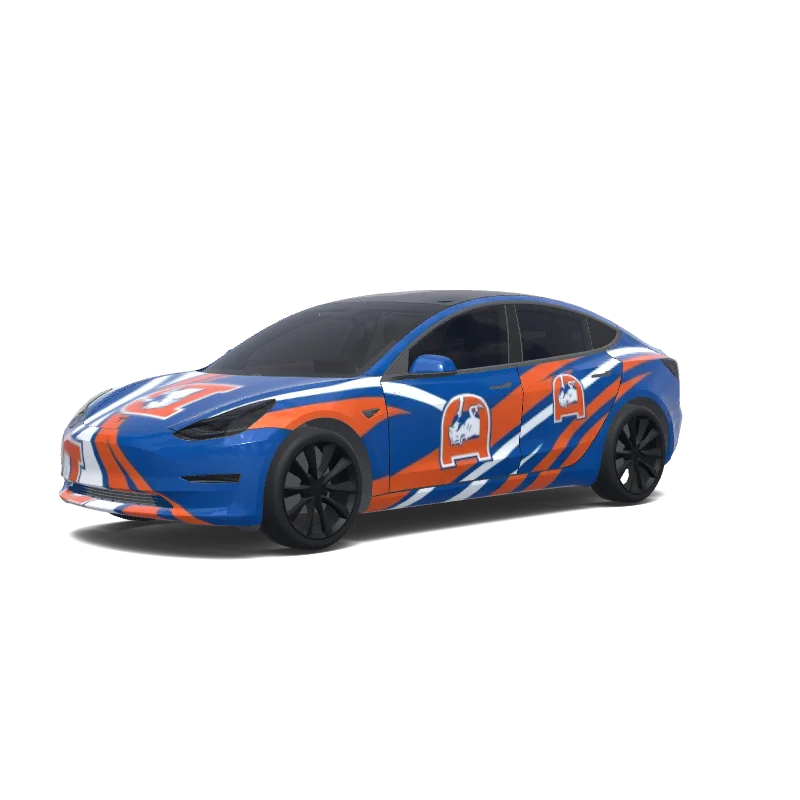 Tesla Model 3 with a Retro wrap, 3D Paint Shop preview