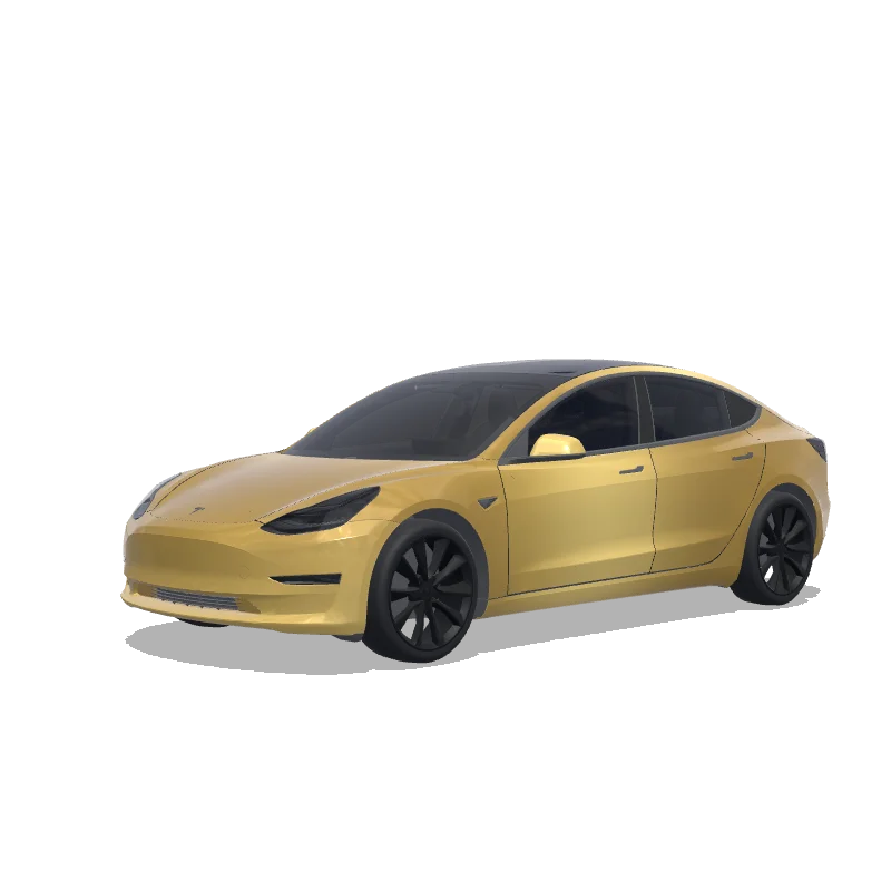 Tesla Model 3 with a Satin Gold wrap, 3D preview