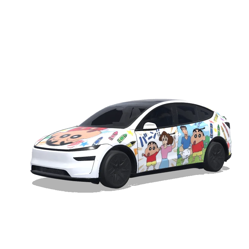 Tesla Model Y L with a Shinchan wrap, 3D Paint Shop preview