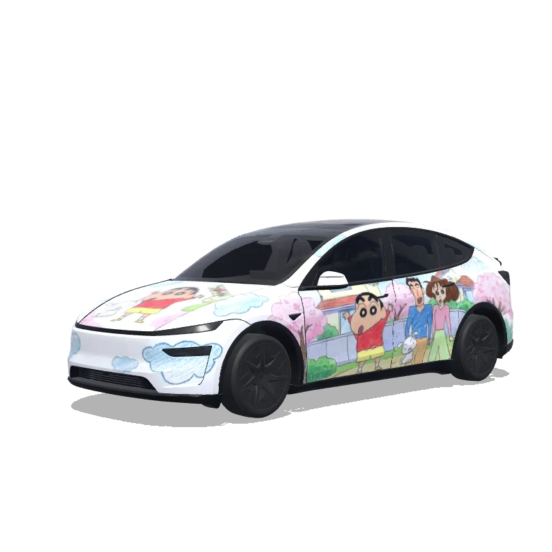 Tesla Model Y L with a Shinchan wrap, 3D Paint Shop preview