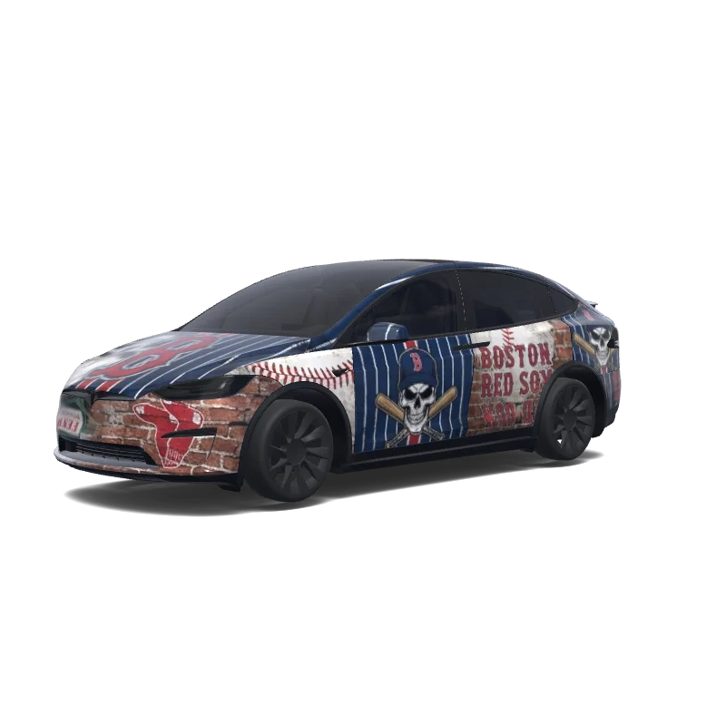 Tesla Model X with a Skull wrap, 3D Paint Shop preview