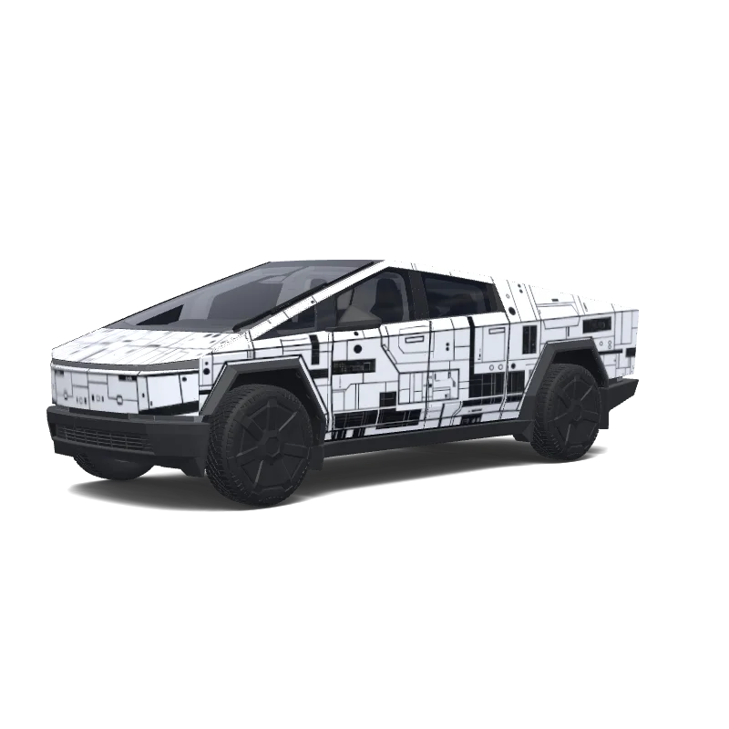 Tesla Cybertruck with a Star wrap, 3D Paint Shop preview
