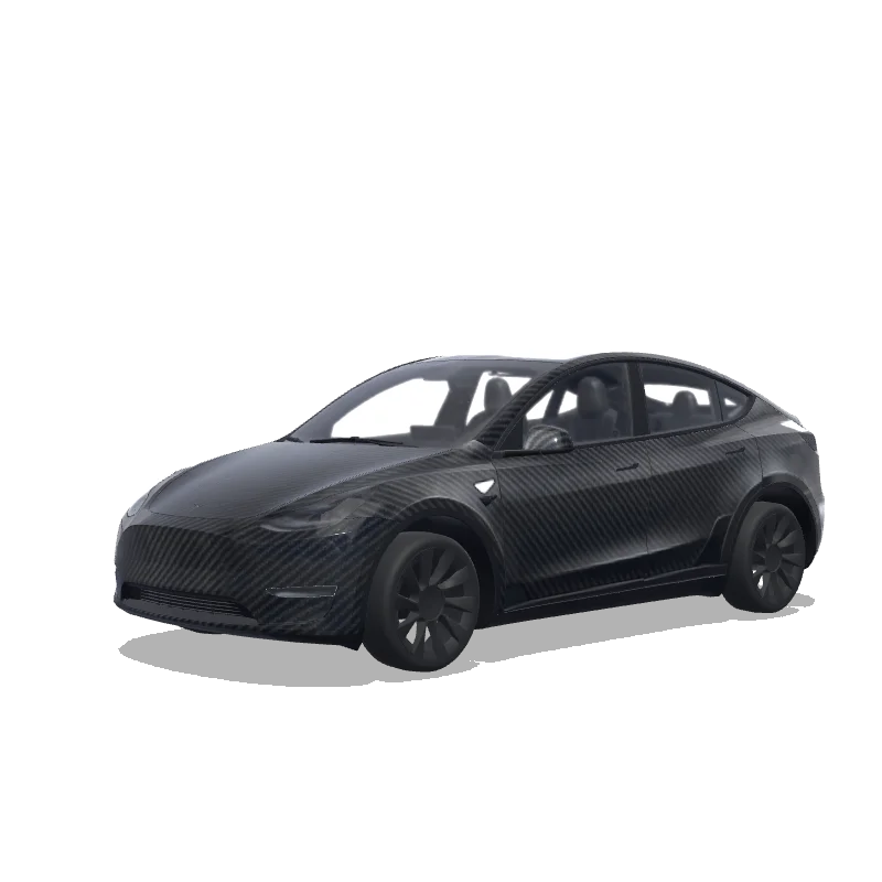 Tesla Model Y with a Stealth Carbon Spoiler Look wrap, 3D preview